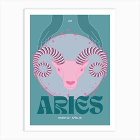 Teal Zodiac Aries Art Print