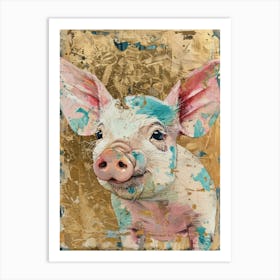 Piglet Gold Effect Collage 2 Art Print