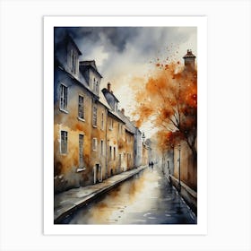 Watercolor Of A Street 12 Art Print