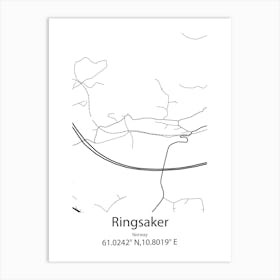 Ringsaker,Norway Minimalist Map Art Print