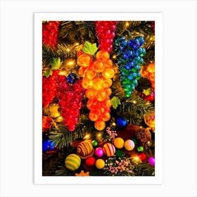 Christmas Tree With Colorful Ornaments Art Print