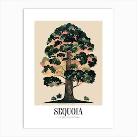 Sequoia Tree Colourful Illustration 4 Poster Art Print