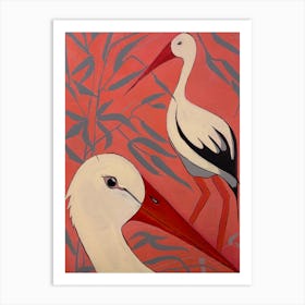 Two White Storks Art Print