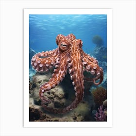 Coconut Octopus Illustration 7 Art Print