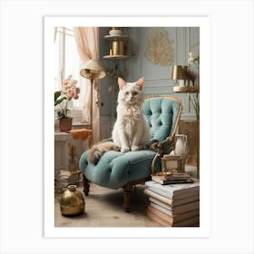 Cats in a chair Art Print