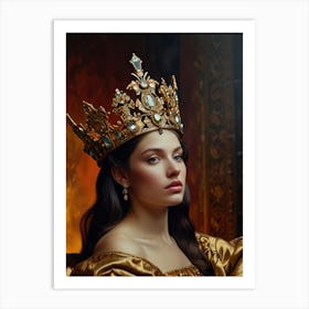 Portrait Of A Young Woman In A Golden Crown Art Print