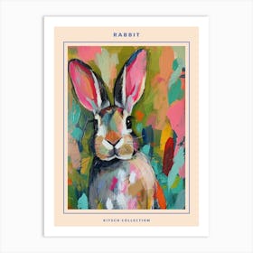 Kitsch Rabbit Brushstrokes 3 Poster Art Print