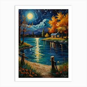 Night By The Lake 16 Art Print