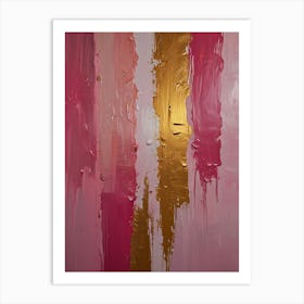 Pink And Gold Abstract Painting Art Print