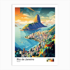 Rio De Janeiro, Brazil, Geometric Illustration 3 Poster Art Print