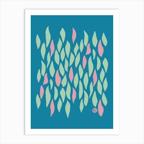 Falling Petals [dark turquoise] Art Print