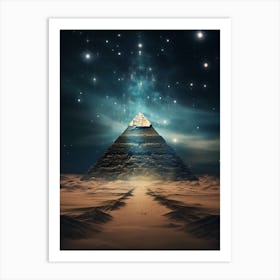 Cosmic pyramid in the desert Art Print