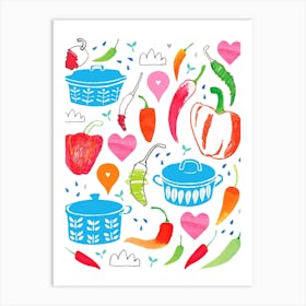 Peppers And Pyrex Art Print