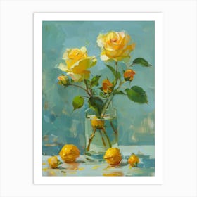 Yellow Roses In A Vase 6 Art Print