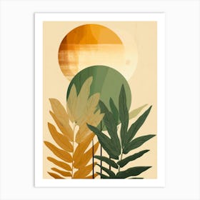 sunset ferns and leaves Art Print