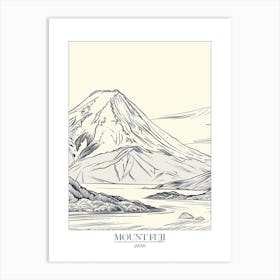 Mount Fuji Japan Line Drawing 7 Poster Art Print