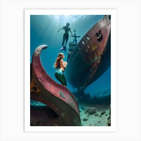 Mermaid Under The Sea-Reimagined 4 Art Print