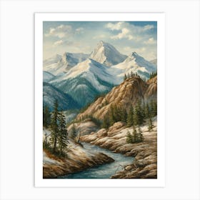 Snowy Mountains Art Print