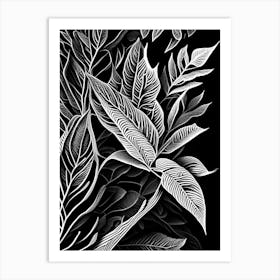 Tea Tree Leaf Linocut 2 Art Print