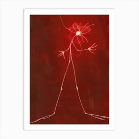 Red Man Standing On A Red Background Art Print