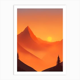 Misty Mountains Vertical Composition In Orange Tone 249 Art Print