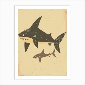 Shark Family Muted Pastels 1 Art Print