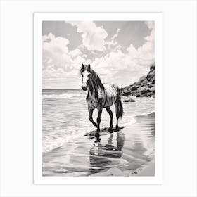 A Horse Oil Painting In Maui Beaches Hawaii, Usa, Portrait 2 Art Print