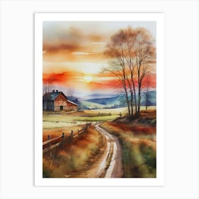 Sunset On The Farm 1 Art Print