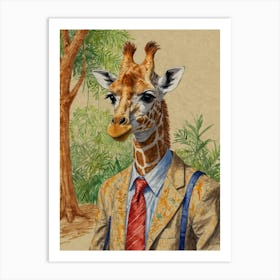 Giraffe In Suit 6 Art Print