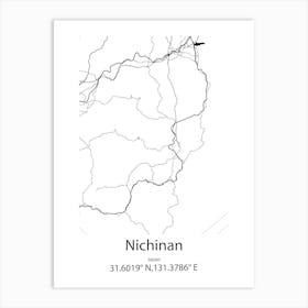 Nichinan,Japan Minimalist Map Poster