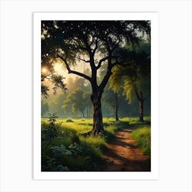 Forest Path In The Morning Art Print