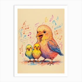 Bird And Chicks Canvas Print Art Print