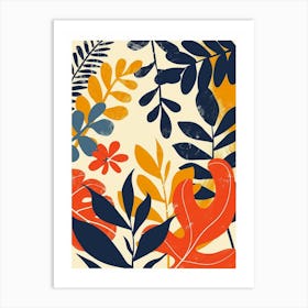 Botanical Tropical Leaves Groovy 10 Art Print