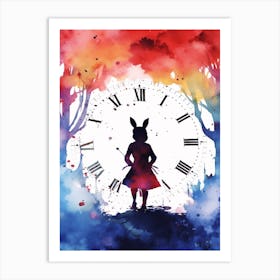 Alice In Wonderland Colourful Watercolour The White Rabbit Art Print