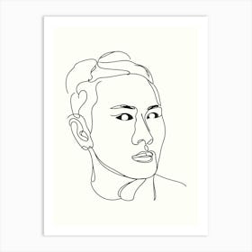 Portrait Of A Woman Hand Drawing Line Art 16 Art Print