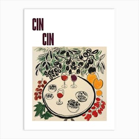 Cin Cin Poster Wine With Friends Matisse Style 8 Art Print