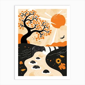 Autumn Tree And Stream Art Print