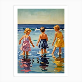 Three Little Girls At The Beach Art Print