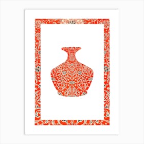 Vintage orange vase with frame artwork Art Print