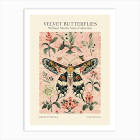 Velvet Butterflies Collection Pink Butterflies William Morris Style 5 Art Print