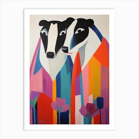 Colourful Kids Animal Art Badger 2 Art Print