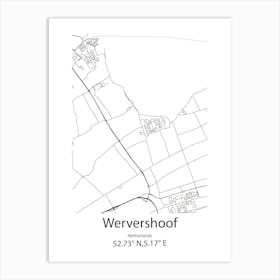 Wervershoof,Netherlands Minimalist Map Art Print