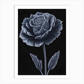 A Carnation In Black White Line Art Vertical Composition 60 Art Print