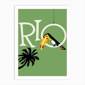 Rio, Brazil, Toucan And A Palm Tree Art Print