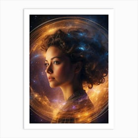 Young Woman In Space Art Print