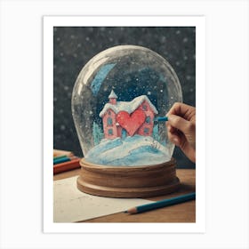 Snow Globe With A Heart Art Print