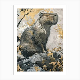 Capybara Precisionist Illustration 1 Art Print