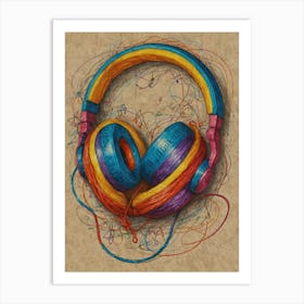 Colorful Headphones Art Print