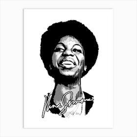 Nina Simone Black White Illustration Art Print