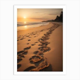 Footprints On The Beach Art Print